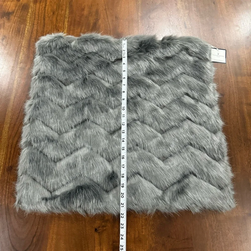 New! Williams Sonoma Home Faux Fur Chevron Pillow Cover 22in x 22in